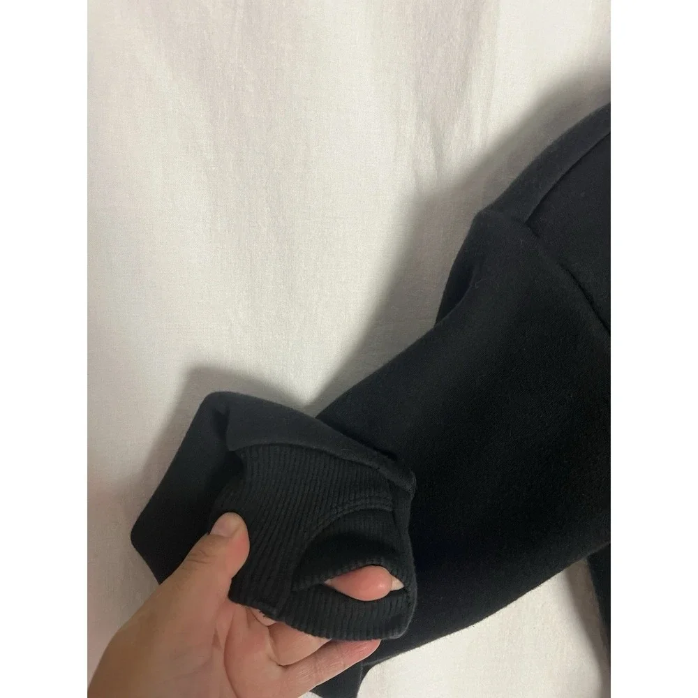 Athleta Girl Black Cheer You On Hoodie Sweatshirt Girls M (8-10)Side Slits Lined